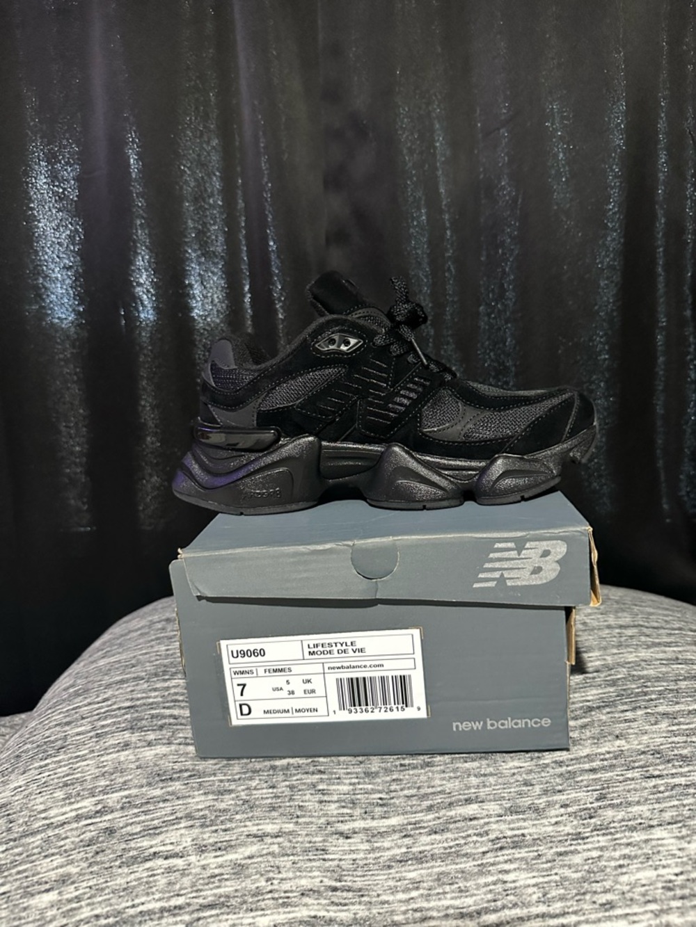 New Balance Black Mesh & Leather Runner Sneakers - Picture 3 of 4